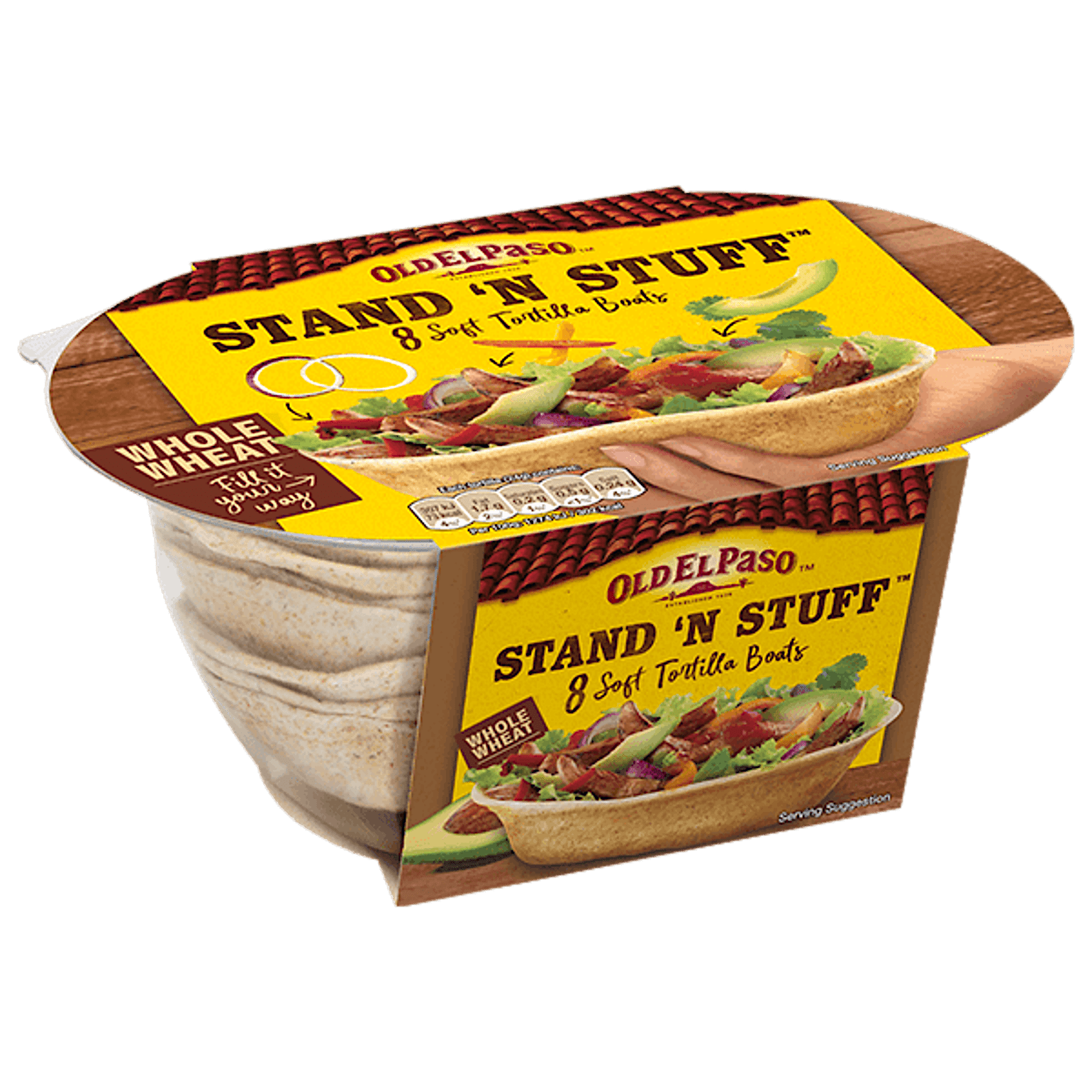 pack of Old El Paso's whole wheat 8pk Stand N Stuff taco boat kit